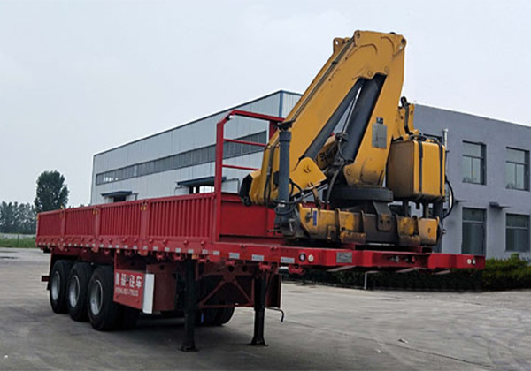 Truck mounted lifting and transportation semi-trailer